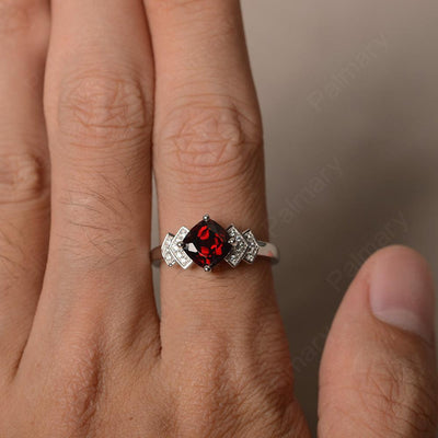 Cushion Cut Garnet Wedding Ring - Palmary