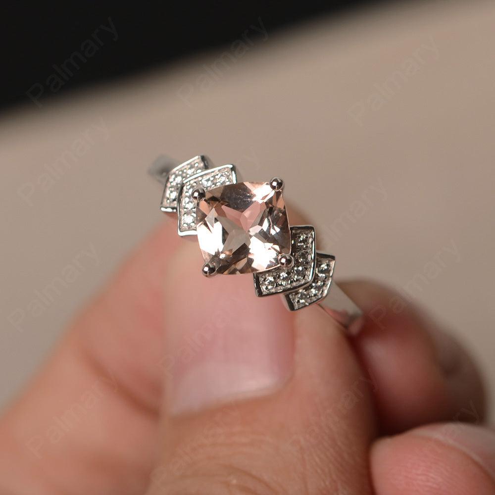 Cushion Cut Morganite Wedding Ring - Palmary