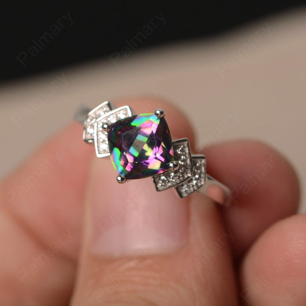 Cushion Cut Mystic Topaz Wedding Ring - Palmary