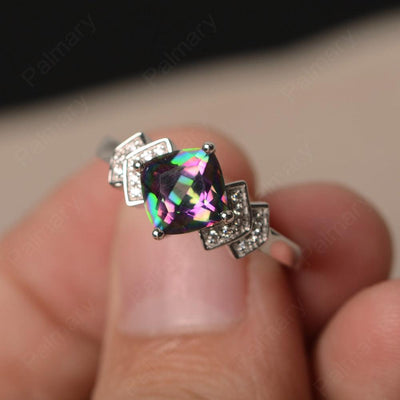 Cushion Cut Mystic Topaz Wedding Ring - Palmary