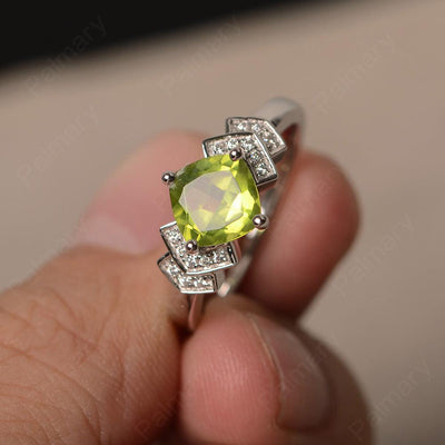 Cushion Cut Peridot Wedding Ring - Palmary