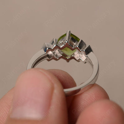 Cushion Cut Peridot Wedding Ring - Palmary