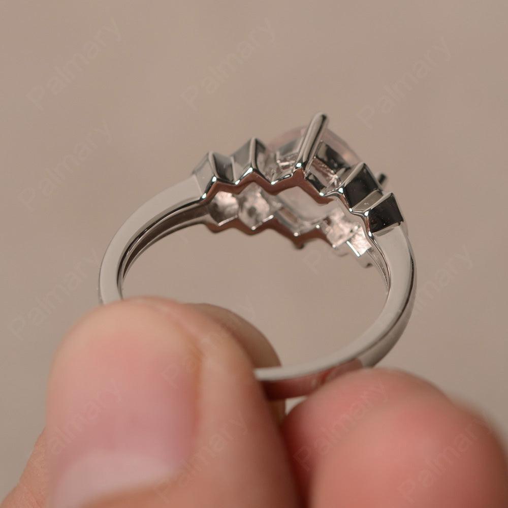 Cushion Cut Rose Quartz Wedding Ring - Palmary