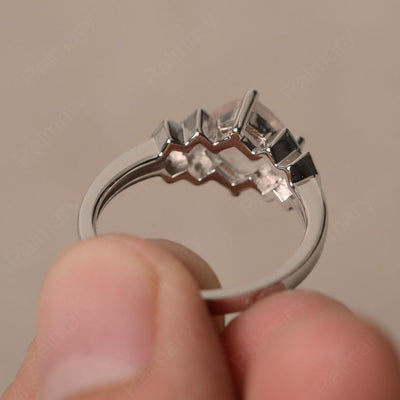 Cushion Cut Rose Quartz Wedding Ring - Palmary