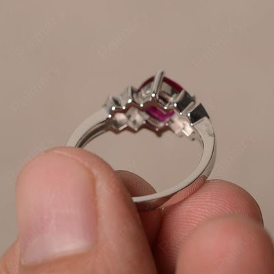 Cushion Cut Ruby Wedding Ring - Palmary