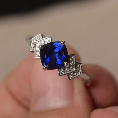 Cushion Cut Sapphire Wedding Ring - Palmary