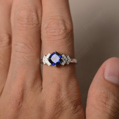 Cushion Cut Sapphire Wedding Ring - Palmary
