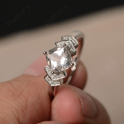 Cushion Cut White Topaz Wedding Ring - Palmary