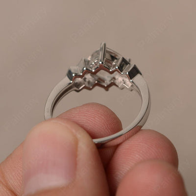Cushion Cut White Topaz Wedding Ring - Palmary
