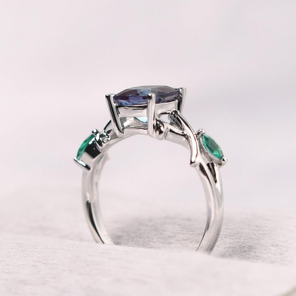Cushion Cut Alexandrite Ring Sterling Silver - Palmary