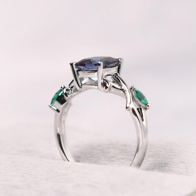 Cushion Cut Alexandrite Ring Sterling Silver - Palmary