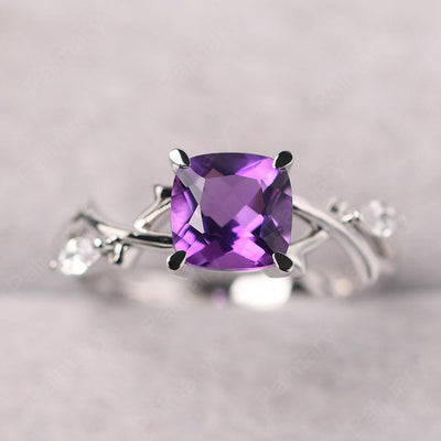 Cushion Cut Amethyst Ring Sterling Silver - Palmary