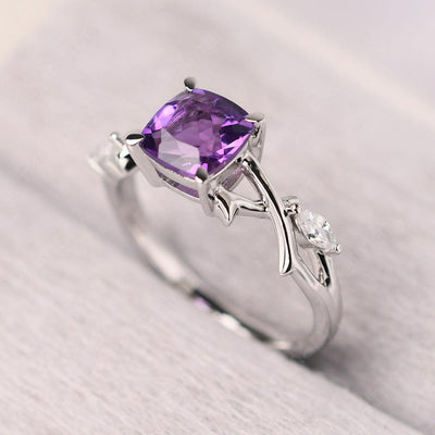 Cushion Cut Amethyst Ring Sterling Silver - Palmary