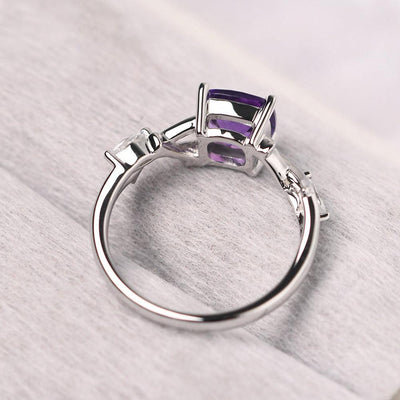 Cushion Cut Amethyst Ring Sterling Silver - Palmary