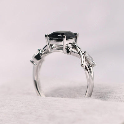 Cushion Cut Black Spinel Ring Sterling Silver - Palmary