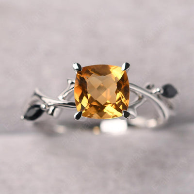 Cushion Cut Citrine Ring Sterling Silver - Palmary