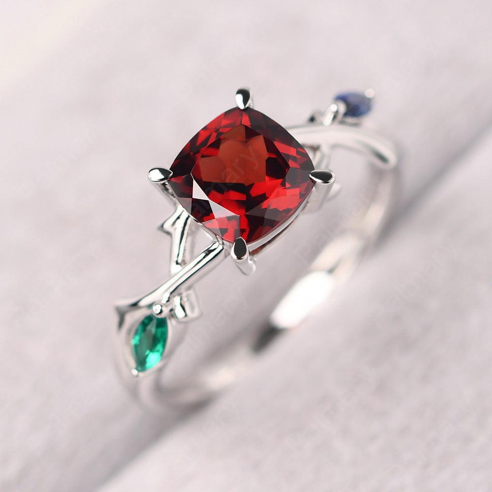 Cushion Cut Garnet Ring Sterling Silver - Palmary