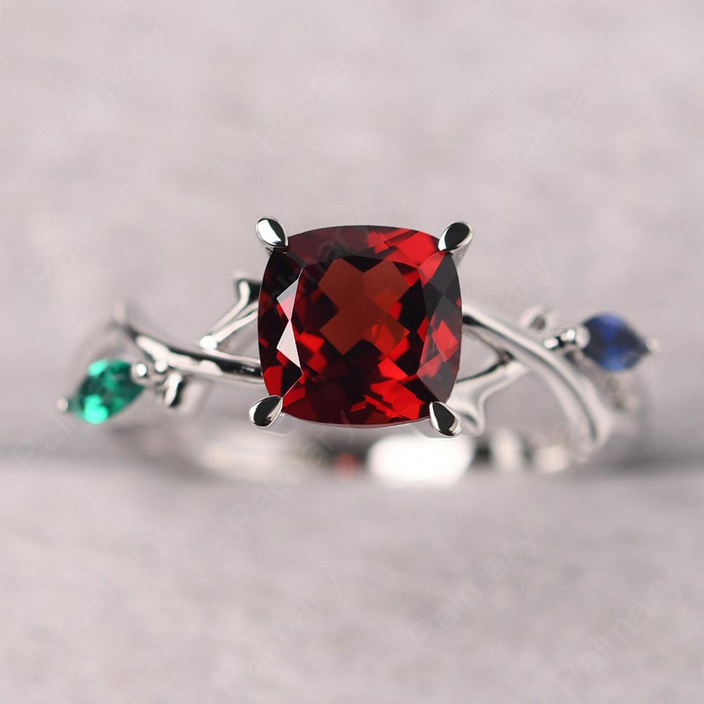 Cushion Cut Garnet Ring Sterling Silver - Palmary