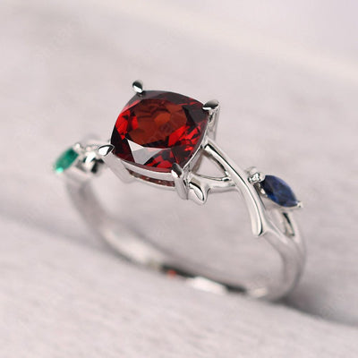 Cushion Cut Garnet Ring Sterling Silver - Palmary