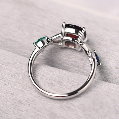 Cushion Cut Garnet Ring Sterling Silver - Palmary