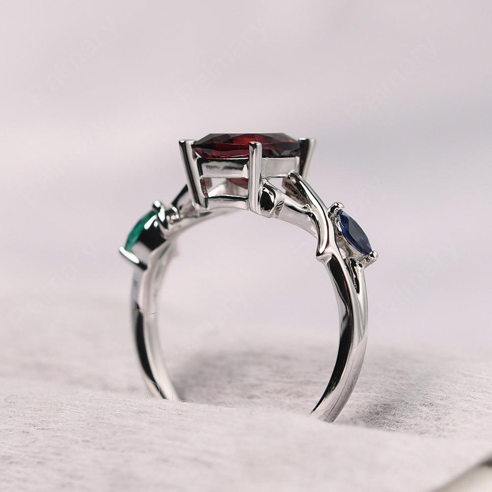 Cushion Cut Garnet Ring Sterling Silver - Palmary