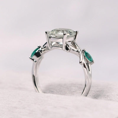 Cushion Cut Green Amethyst Ring Sterling Silver - Palmary