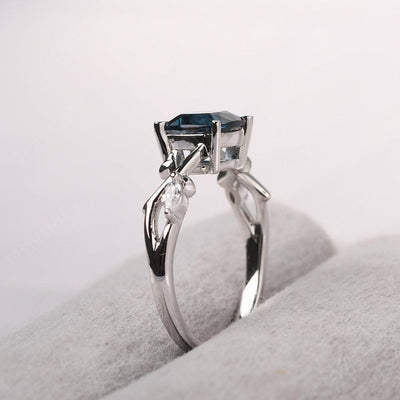 Cushion Cut London Blue Topaz Ring Sterling Silver - Palmary