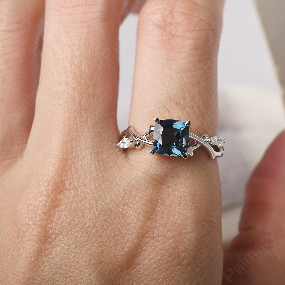 Cushion Cut London Blue Topaz Ring Sterling Silver - Palmary