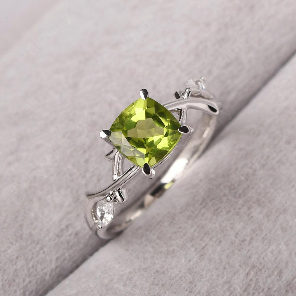 Cushion Cut Peridot Ring Sterling Silver - Palmary