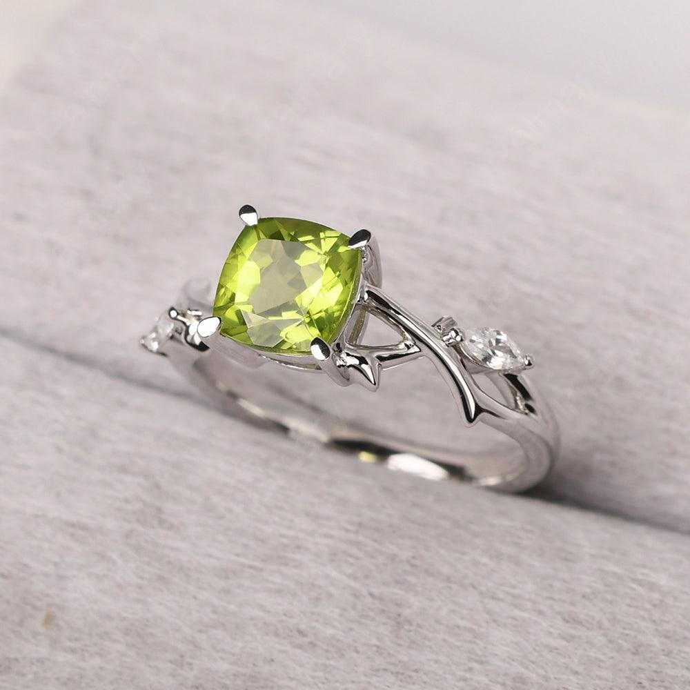 Cushion Cut Peridot Ring Sterling Silver - Palmary