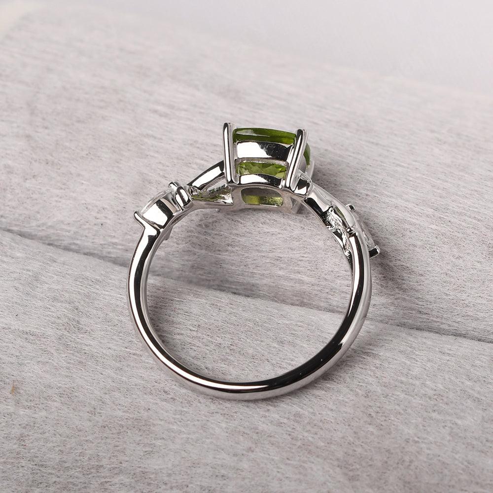 Cushion Cut Peridot Ring Sterling Silver - Palmary