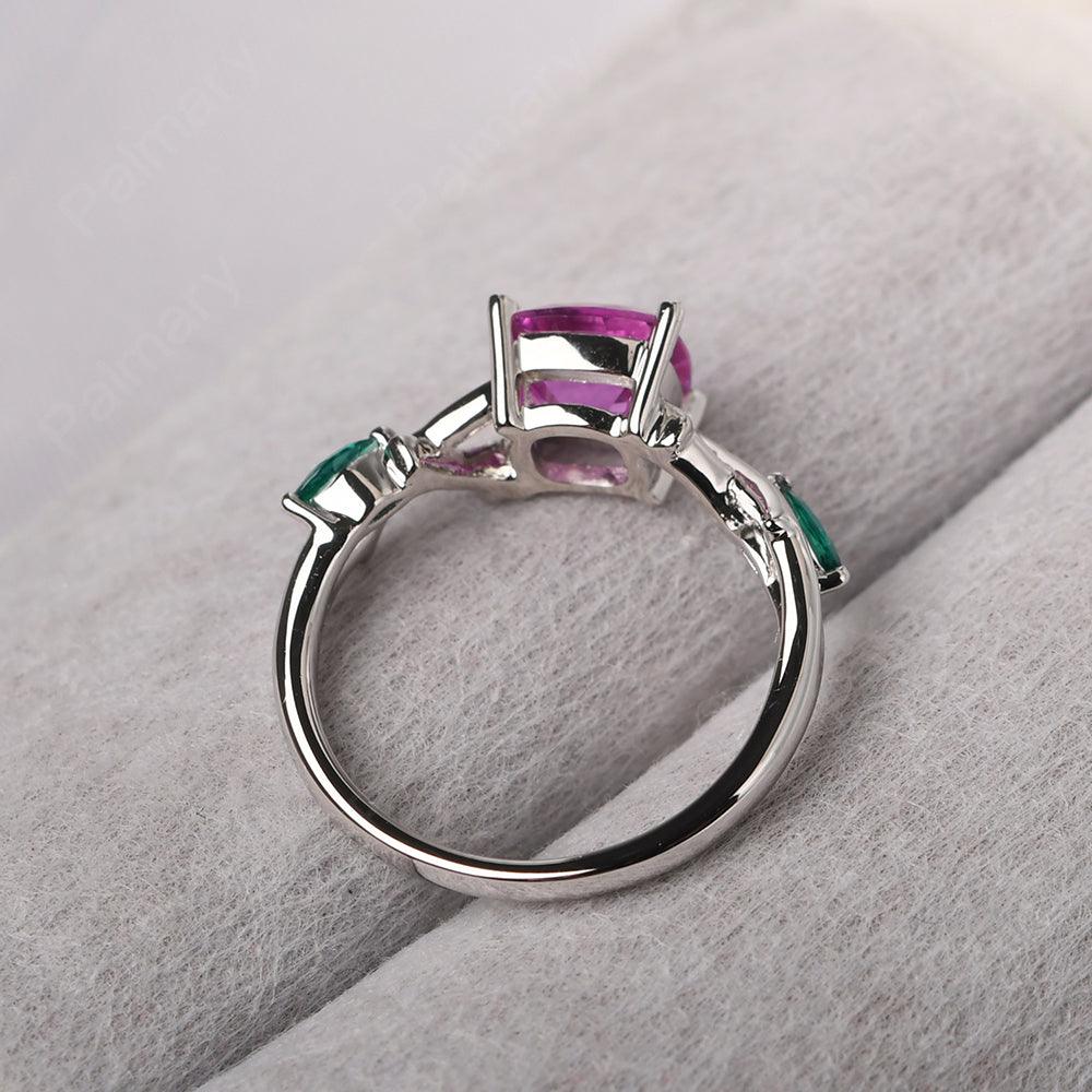 Cushion Cut Pink Sapphire Ring Sterling Silver - Palmary