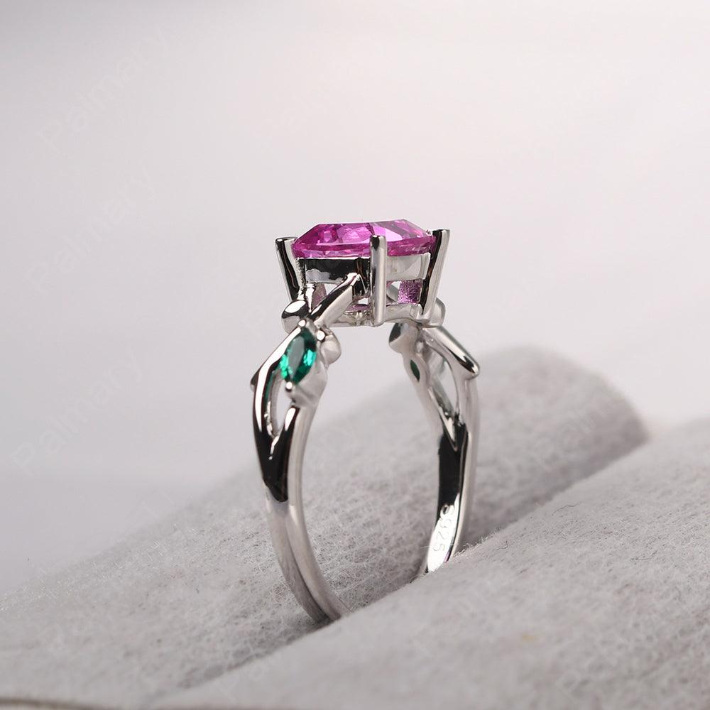 Cushion Cut Pink Sapphire Ring Sterling Silver - Palmary