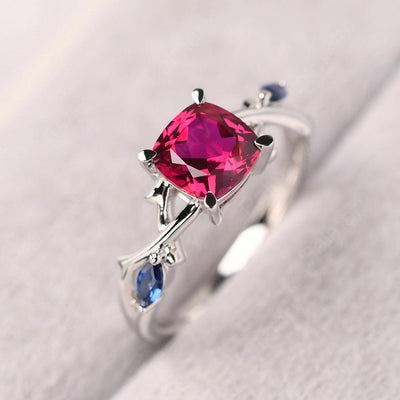 Cushion Cut Ruby Ring Sterling Silver - Palmary