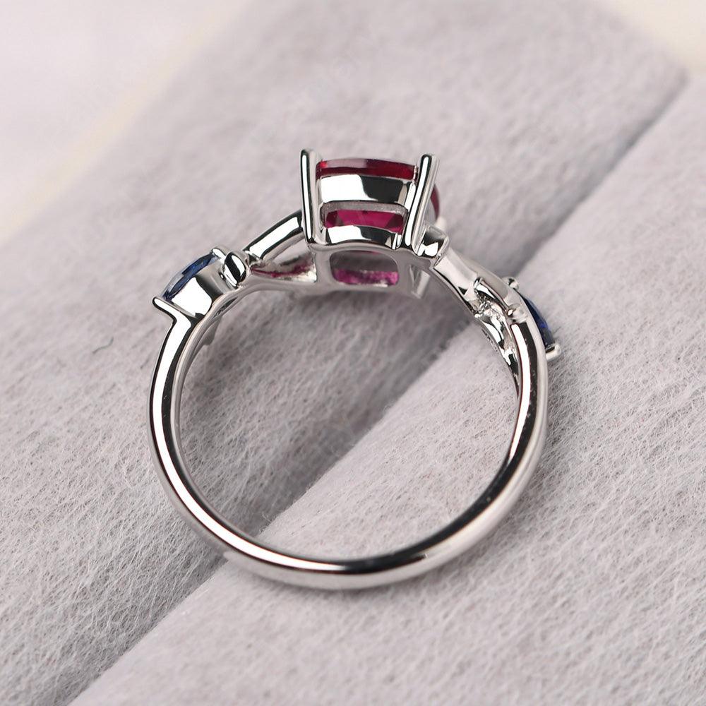 Cushion Cut Ruby Ring Sterling Silver - Palmary