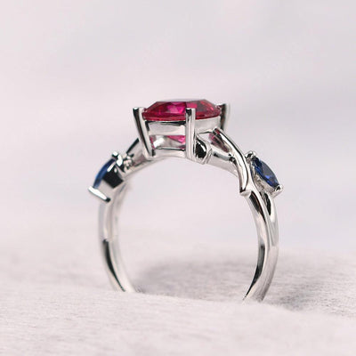 Cushion Cut Ruby Ring Sterling Silver - Palmary