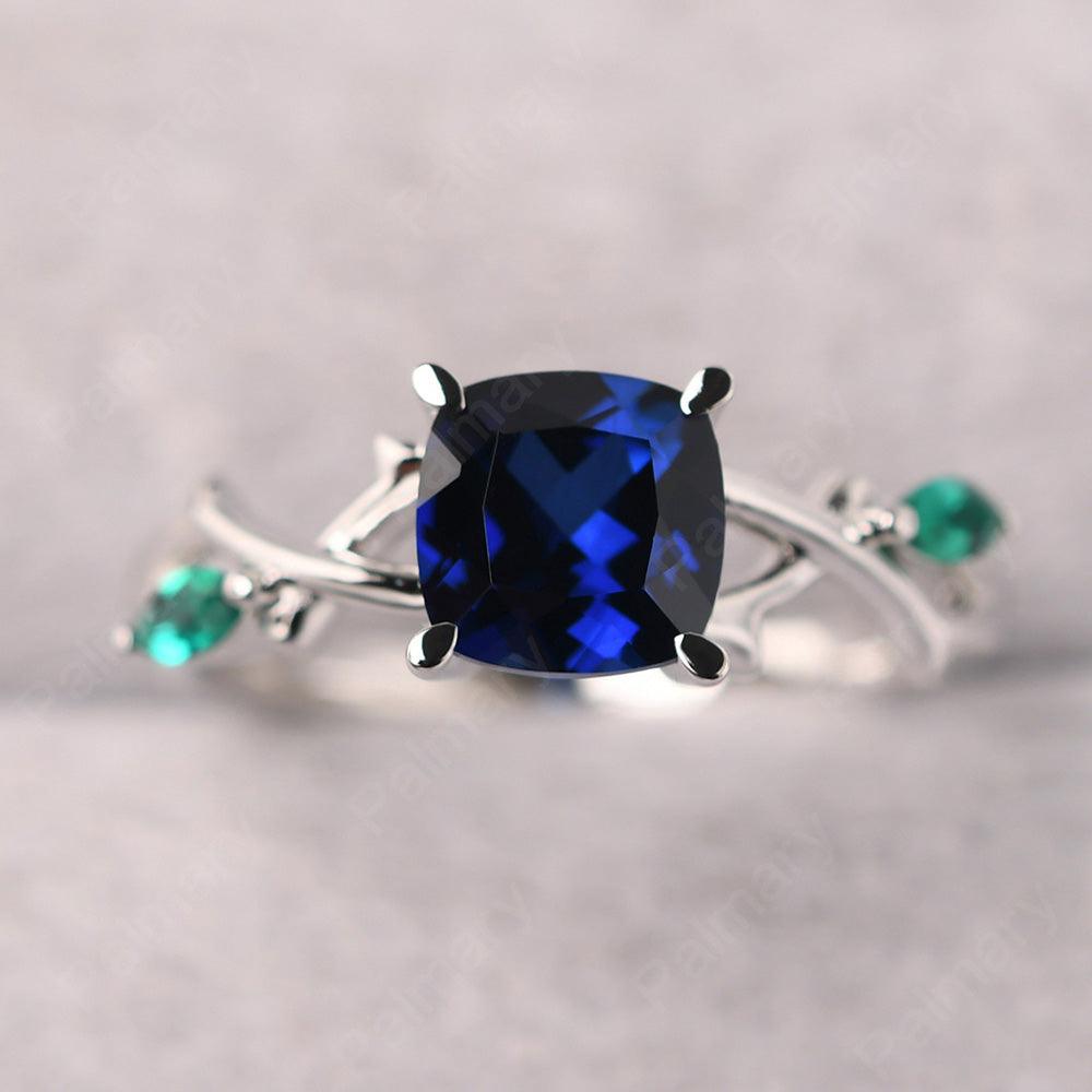 Cushion Cut Sapphire Ring Sterling Silver - Palmary