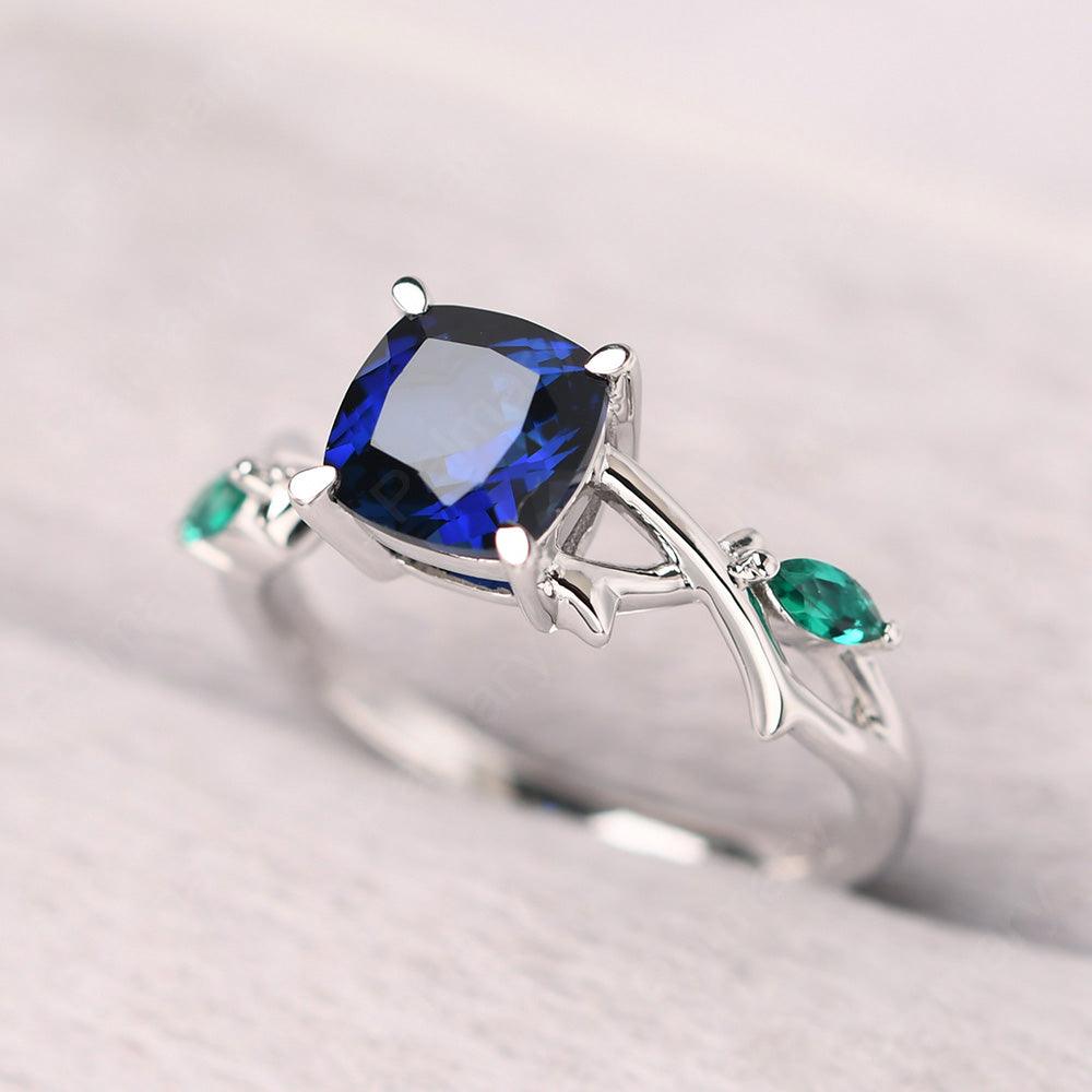 Cushion Cut Sapphire Ring Sterling Silver - Palmary