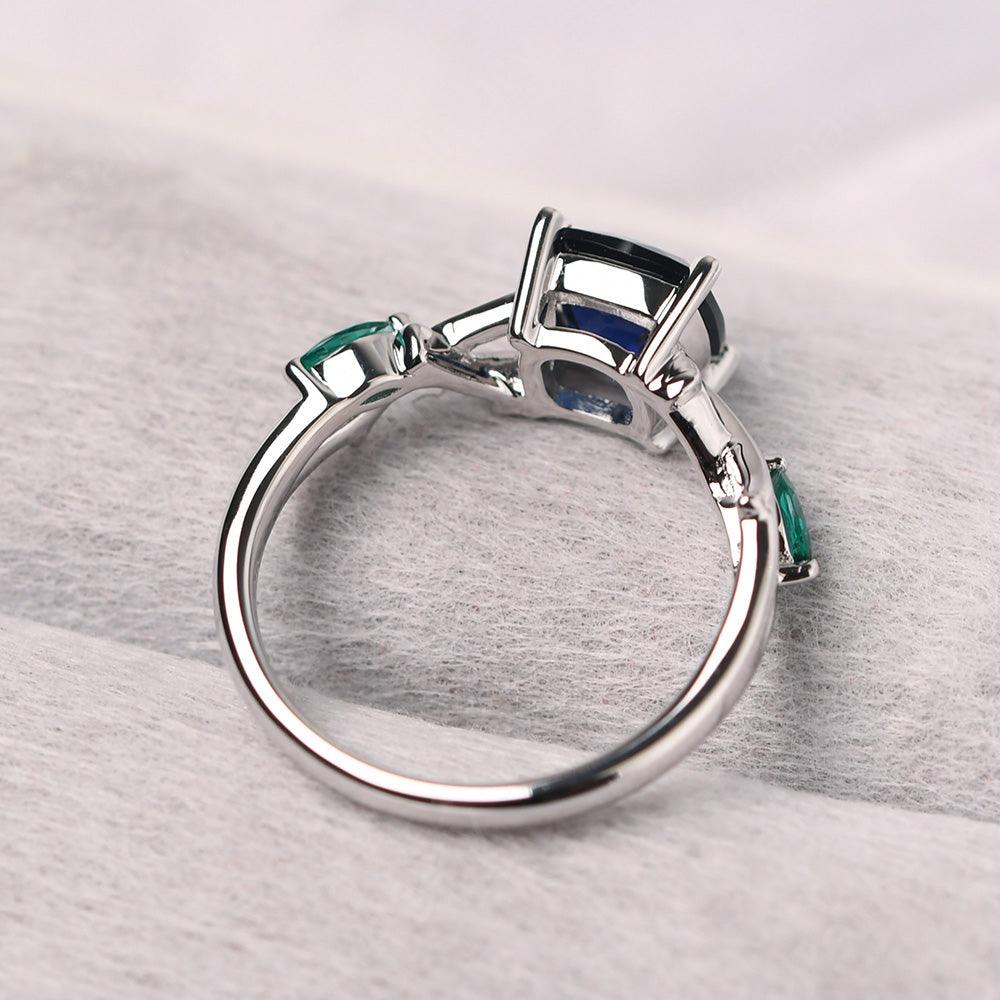 Cushion Cut Sapphire Ring Sterling Silver - Palmary