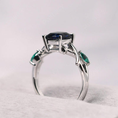 Cushion Cut Sapphire Ring Sterling Silver - Palmary