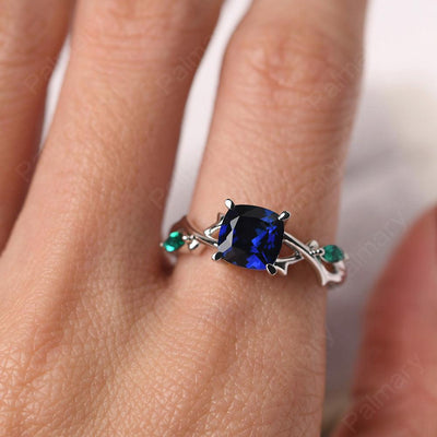 Cushion Cut Sapphire Ring Sterling Silver - Palmary