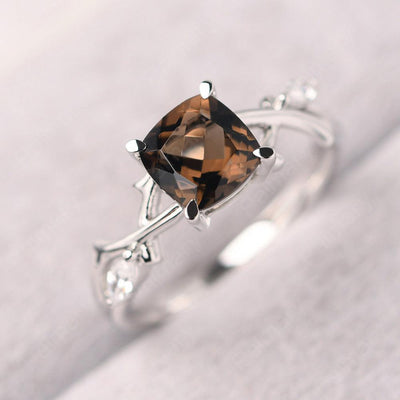 Cushion Cut Smoky Quartz  Ring Sterling Silver - Palmary