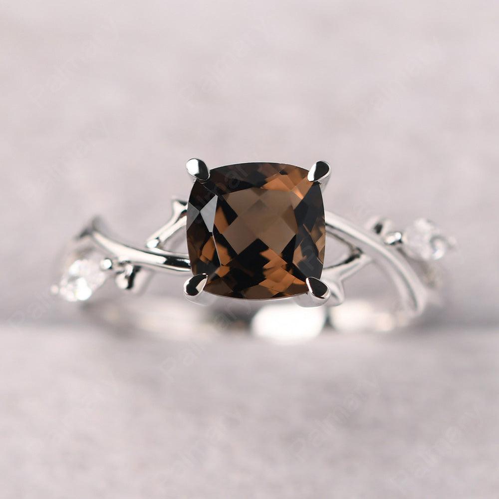 Cushion Cut Smoky Quartz  Ring Sterling Silver - Palmary