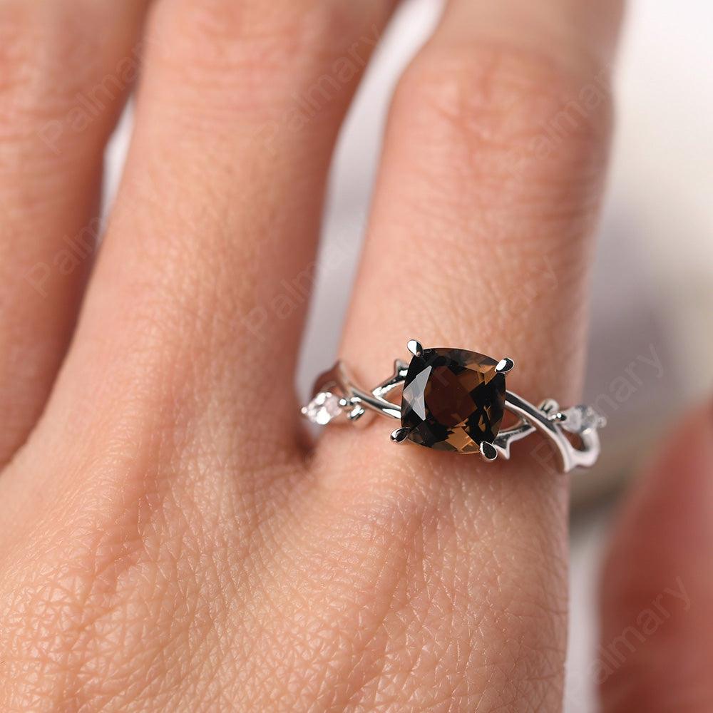 Cushion Cut Smoky Quartz  Ring Sterling Silver - Palmary