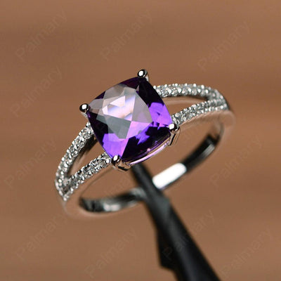 Cushion Cut Amethyst Split Rings - Palmary