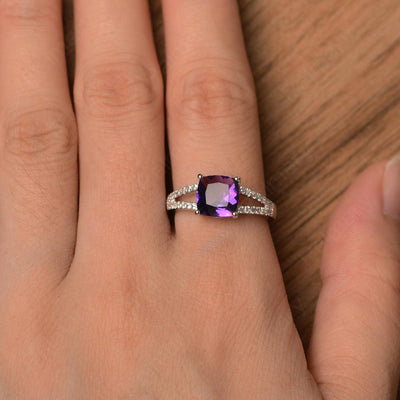 Cushion Cut Amethyst Split Rings - Palmary