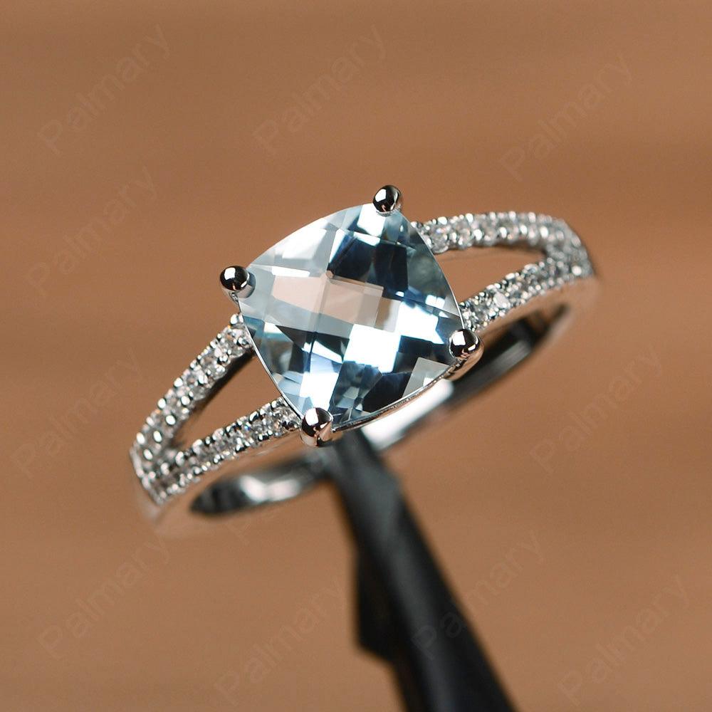 Cushion Cut Aquamarine Split Rings - Palmary