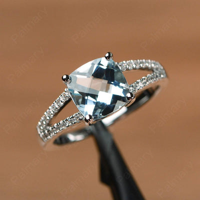 Cushion Cut Aquamarine Split Rings - Palmary