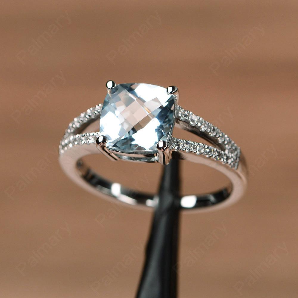 Cushion Cut Aquamarine Split Rings - Palmary