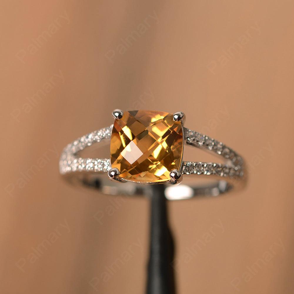 Cushion Cut Citrine Split Rings - Palmary